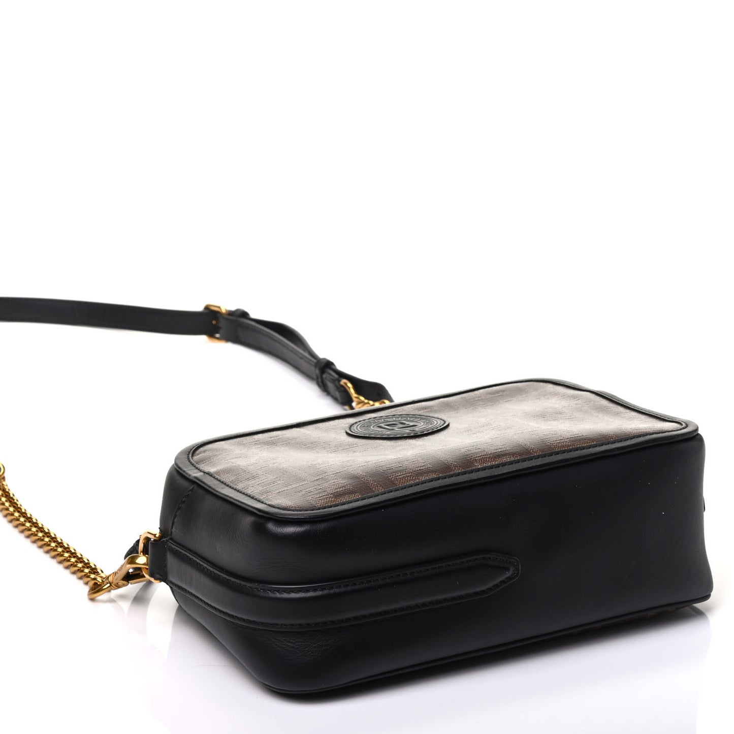 Glazed Fabric Vitello Century FF 1974 Stamp Patch Camera Case Mogano Panna Black