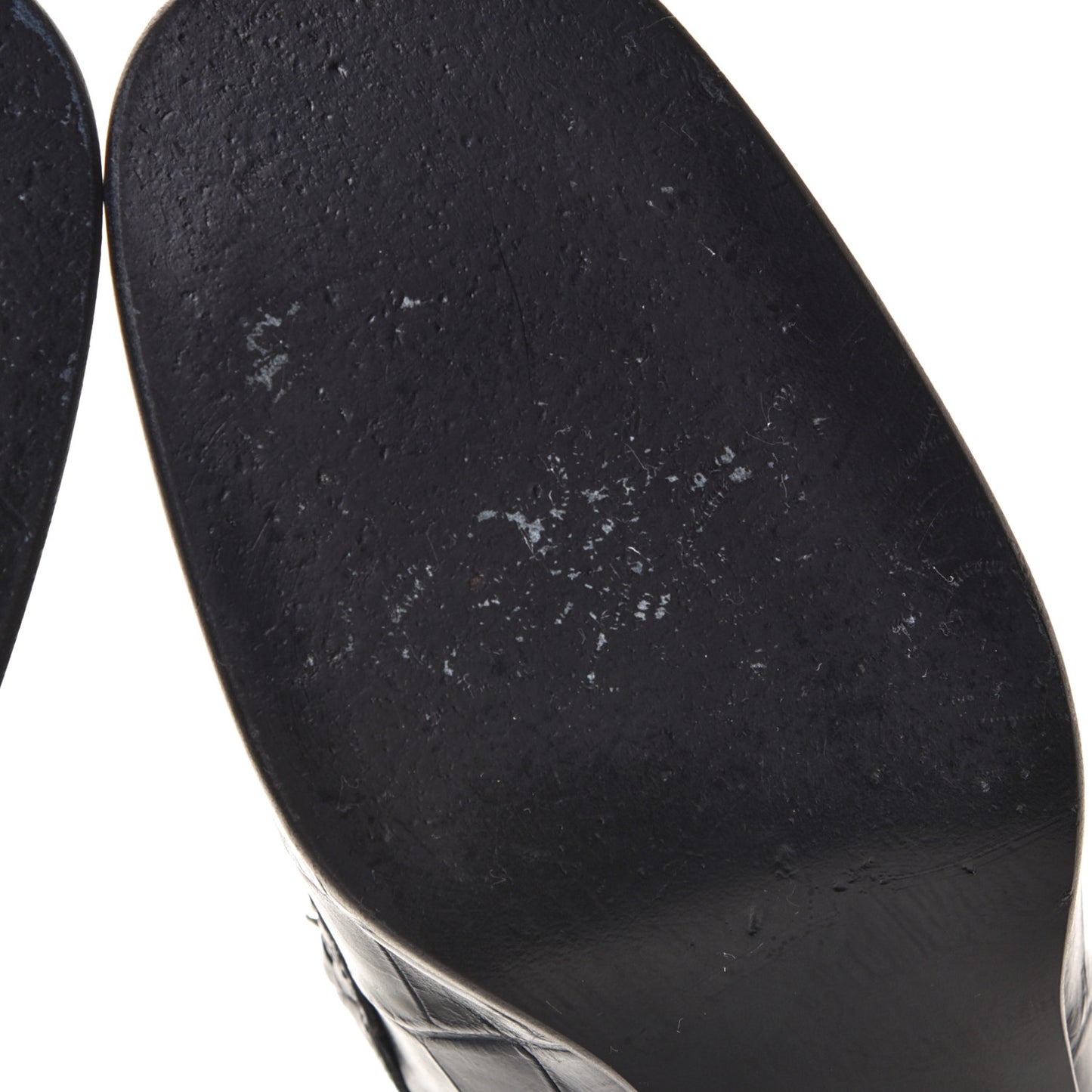 Calfskin Crocodile Embossed CC Chain Mocassin Loafers 40 Navy