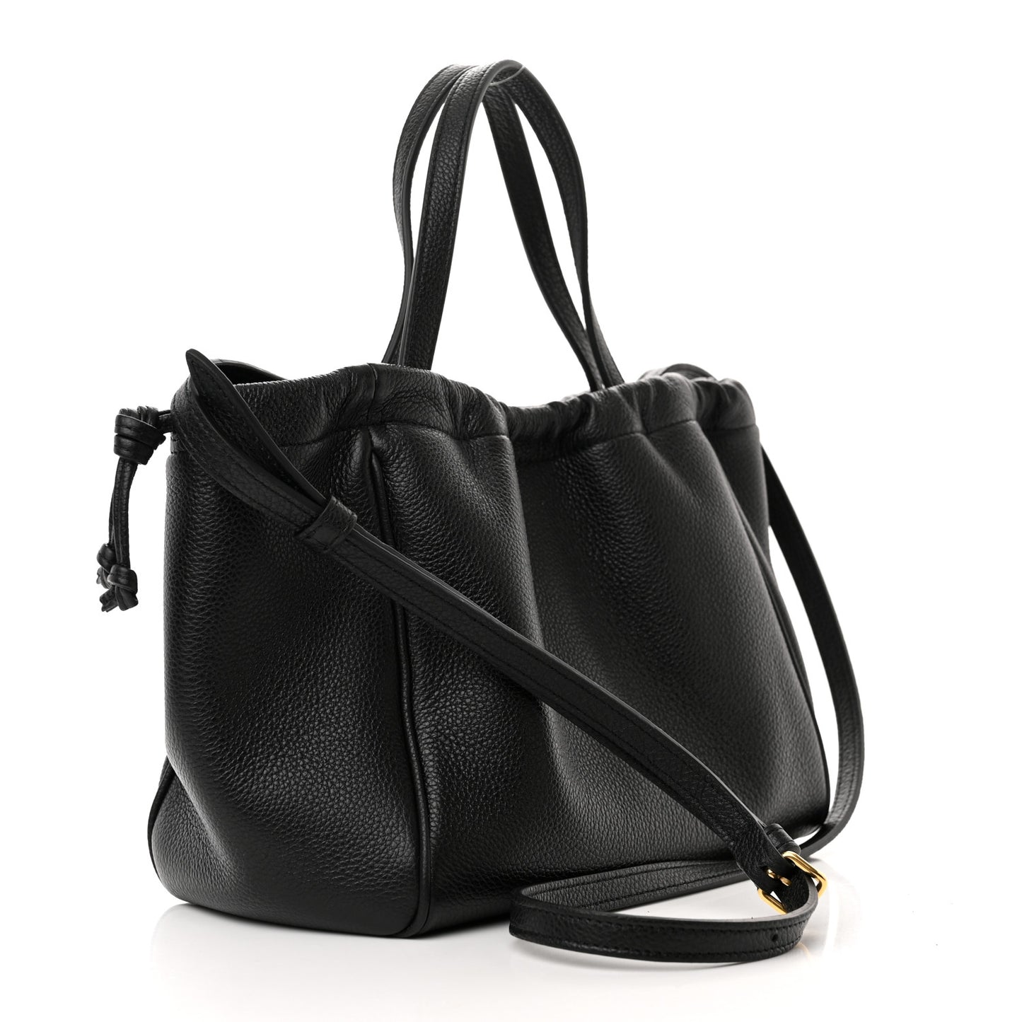 Calfskin Cuir Small Triomphe Cabas Drawstring Black
