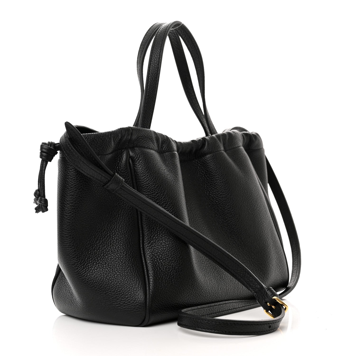 Celine Calfskin Cuir Small Triomphe Cabas Drawstring Black 3 of 10