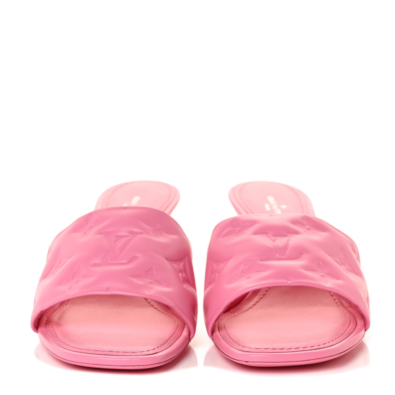 Louis Vuitton Lambskin Embossed Monogram Revival Mules 37.5 Rose Pop 2 of 9