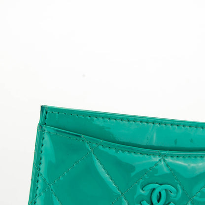 Chanel Patent Quilted Card Holder Green 10 of 11