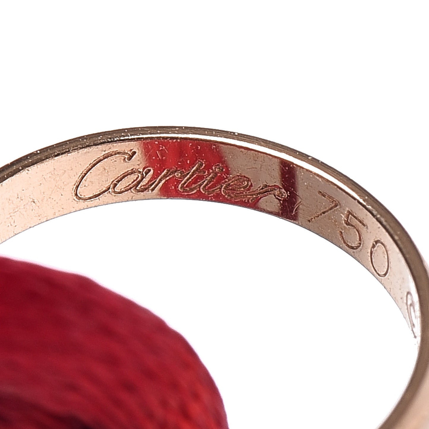 18K Pink Yellow White Gold Trinity Cord Bracelet Red