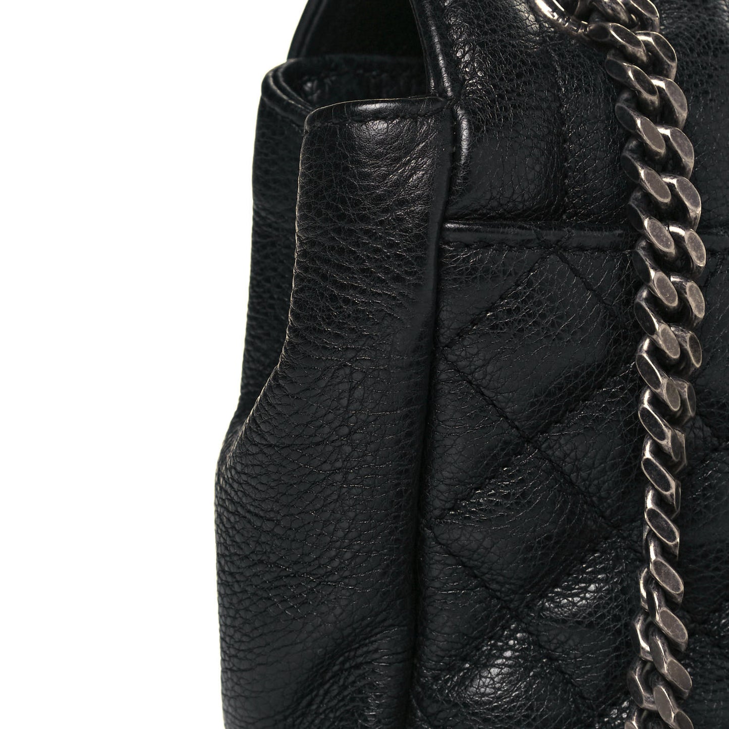Sheepskin Tri-Quilt Monogram Medium College Bag Black