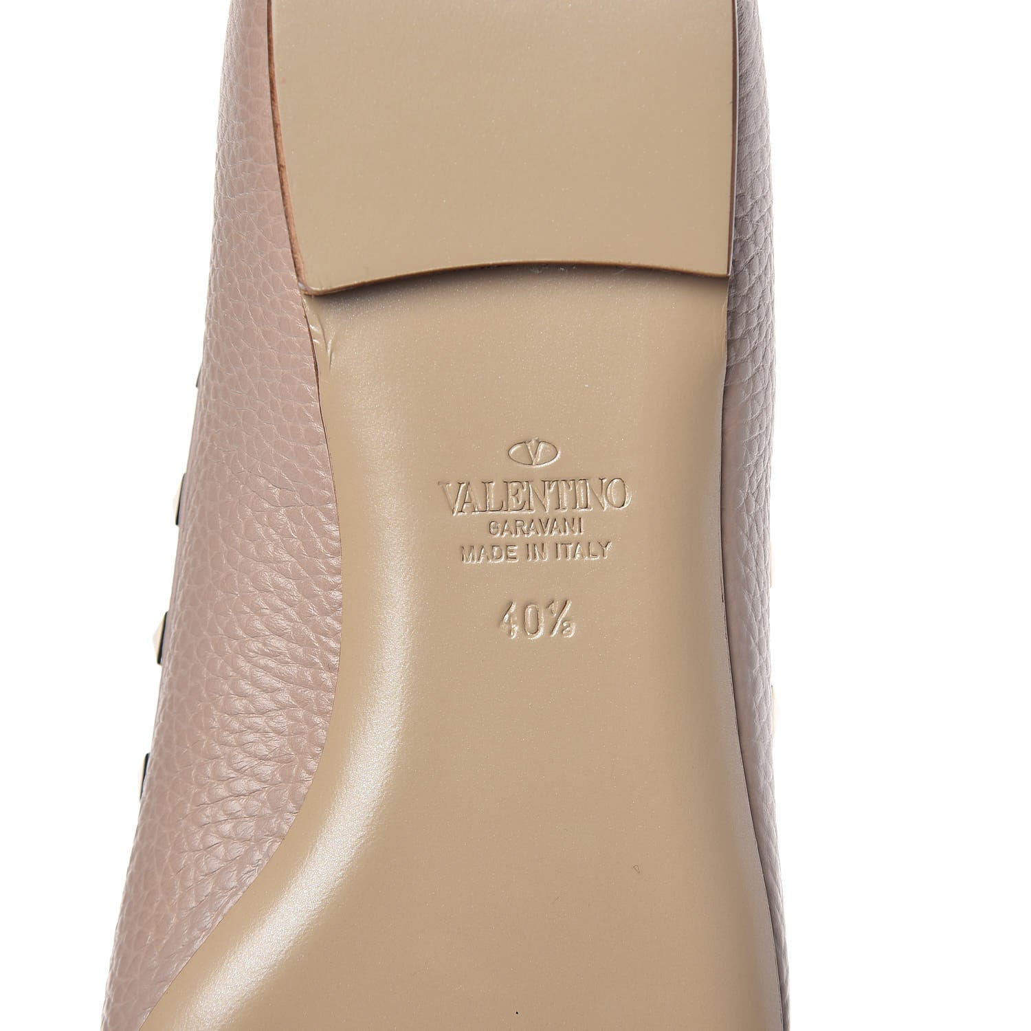 Valentino Garavani Pebbled Calfskin Rockstud Ballerina Flats 40.5 Poudre 7 of 9