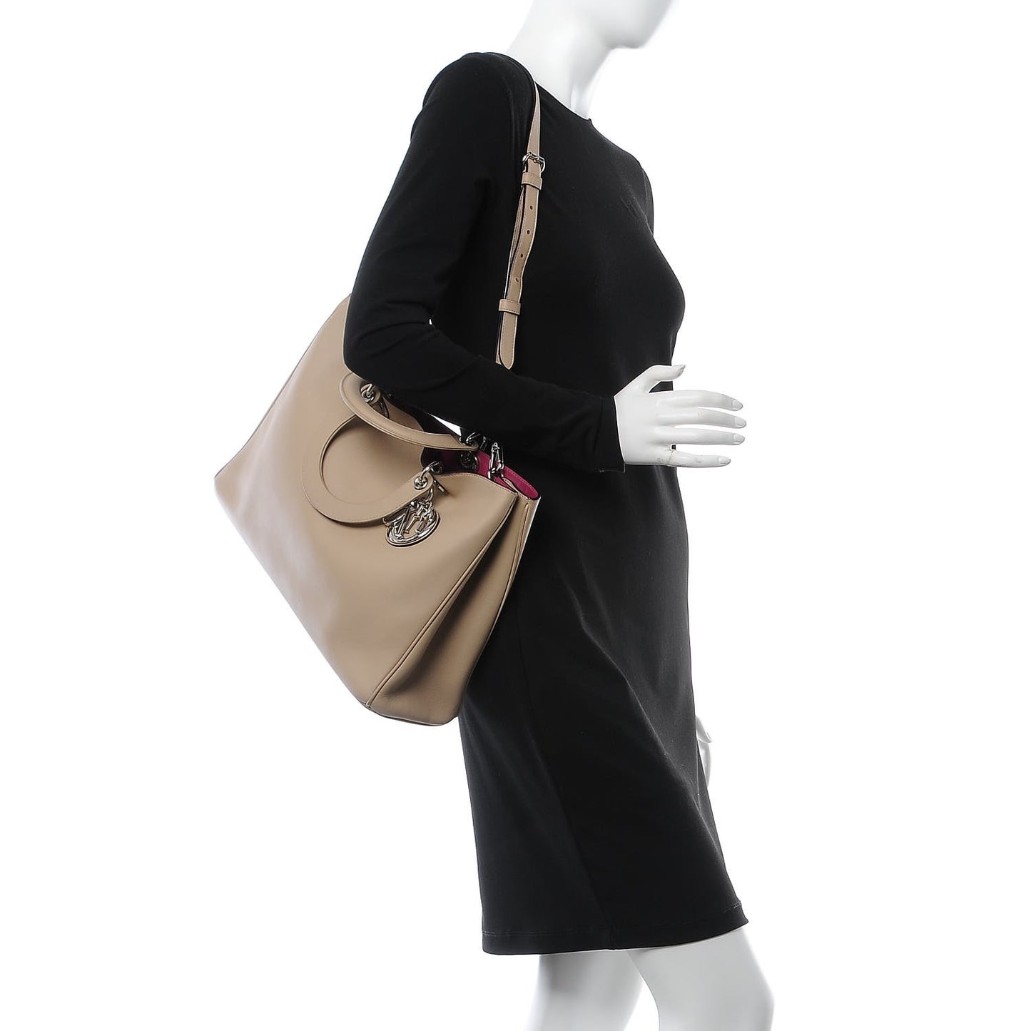 Smooth Calfskin Large Diorissimo Tote Beige Fuchsia