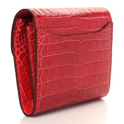 Hermes Shiny Alligator Constance Short Wallet Geranium 3 of 7