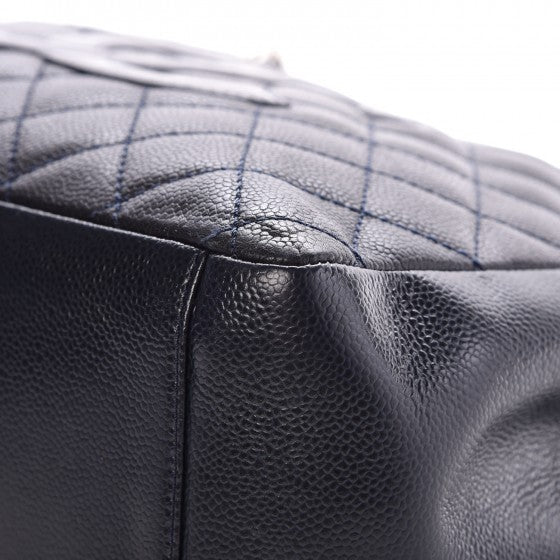 Caviar Quilted Grand Shopping Tote GST Dark Navy Blue