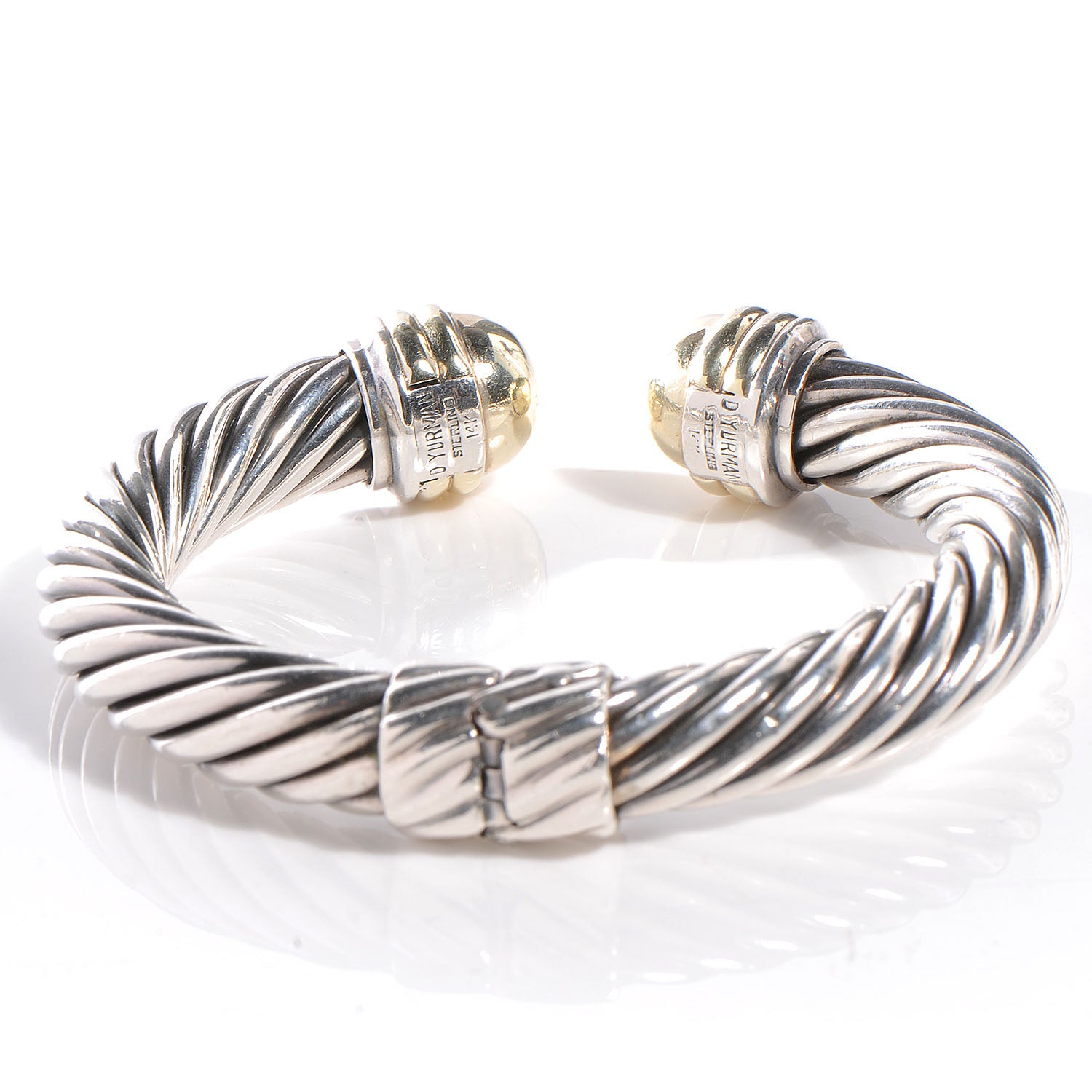 David Yurman Sterling Silver 14K Yellow Gold 10mm Cable Classics Bracelet 4 of 4