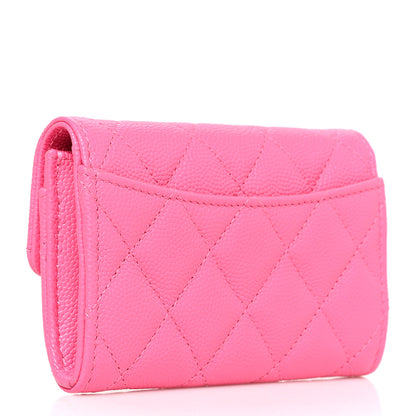 Chanel Caviar Quilted Flap Card Holder Wallet Pink 3 of 9