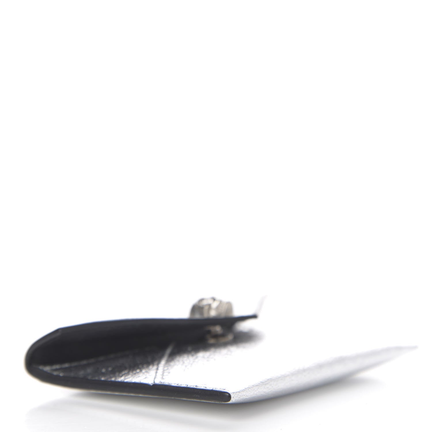 Alexander McQueen Metallic Calfskin Skull Envelope Card Holder Silver 3 of 5