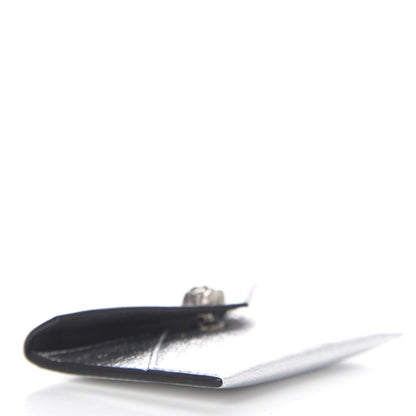 Alexander McQueen Metallic Calfskin Skull Envelope Card Holder Silver 3 of 5