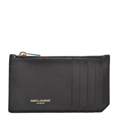 Saint Laurent Calfskin 5 Fragments Zip Pouch Card Holder Black 1 of 8