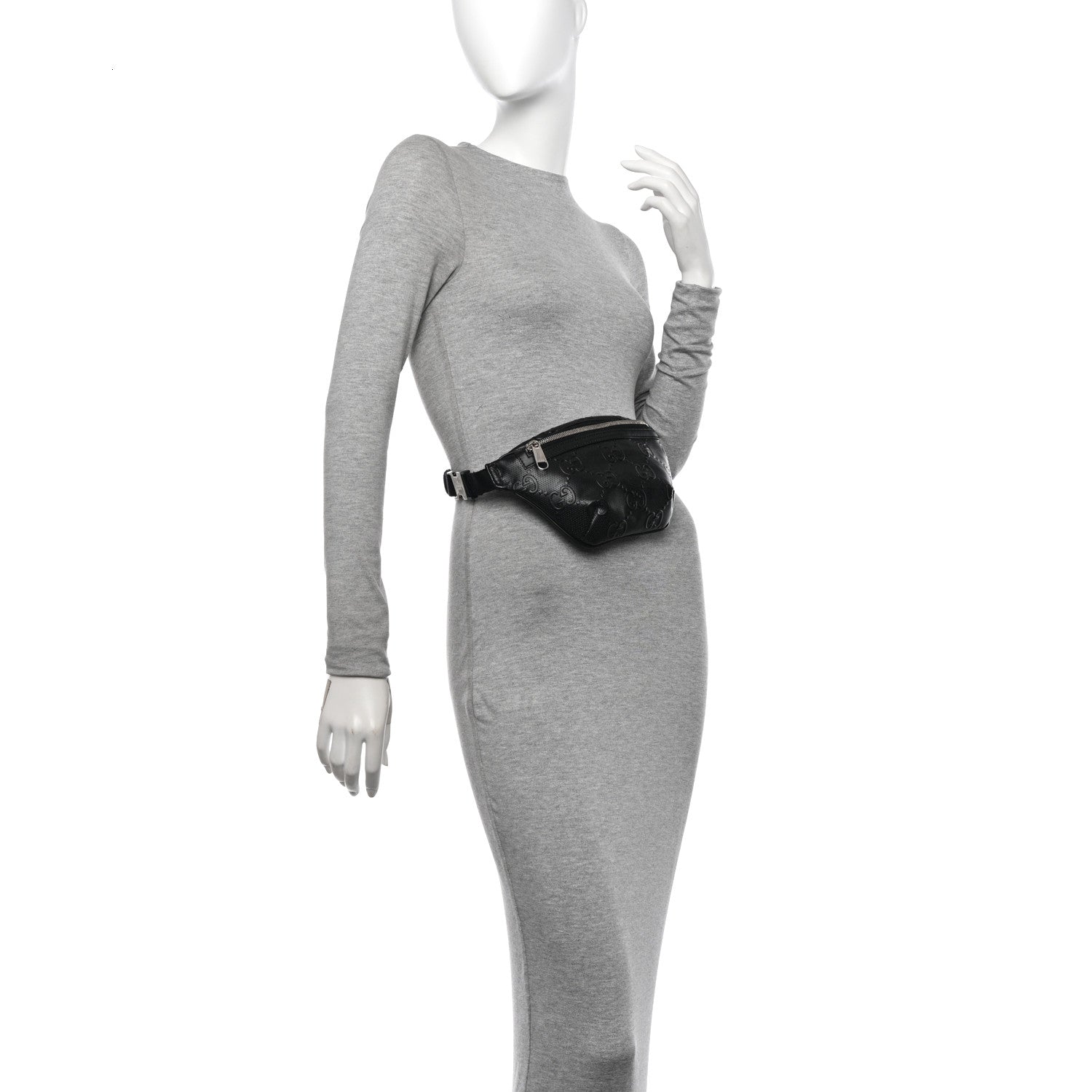 Gucci Calfskin GG Tennis Embossed Belt Bag Black 2 of 10