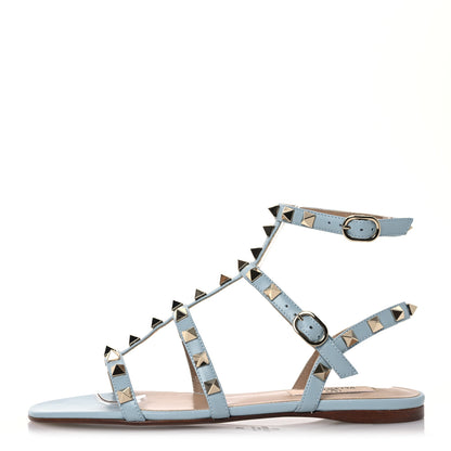 Valentino Garavani Calfskin Rockstud Gladiator Flat Sandals 36 Angel 1 of 11