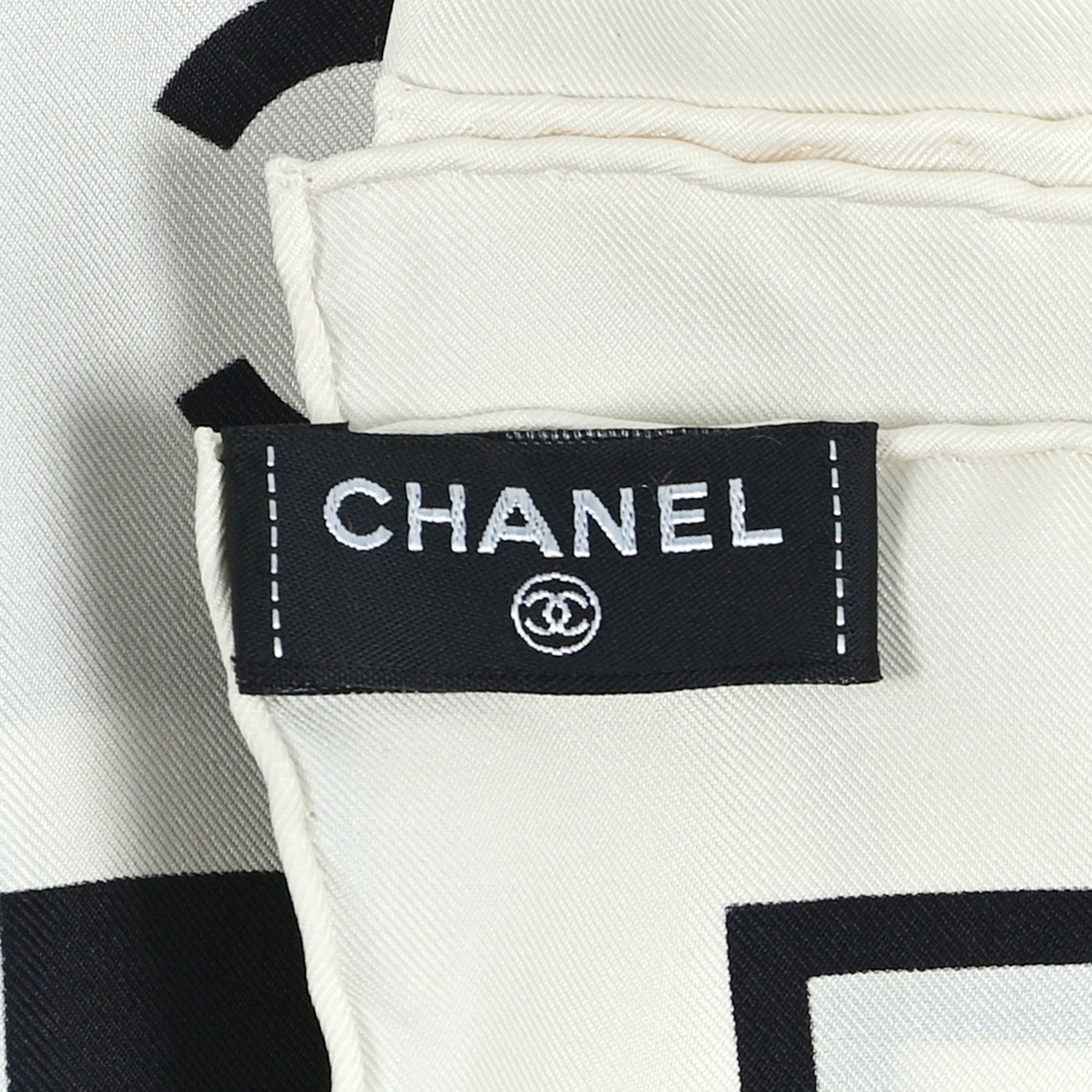 Chanel Silk CC Checkered Square Scarf  Black Ecru 3 of 3