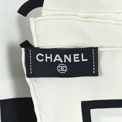 Chanel Silk CC Checkered Square Scarf  Black Ecru 3 of 3