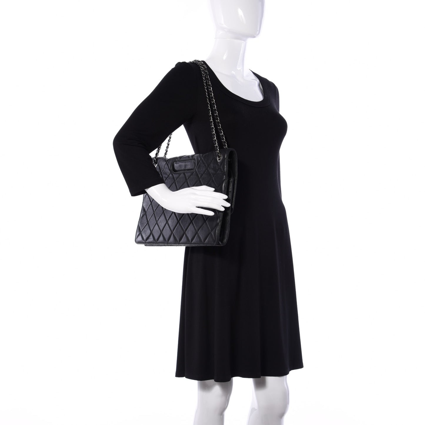 Washed Lambskin Maxi Take Away Flap Bag Black