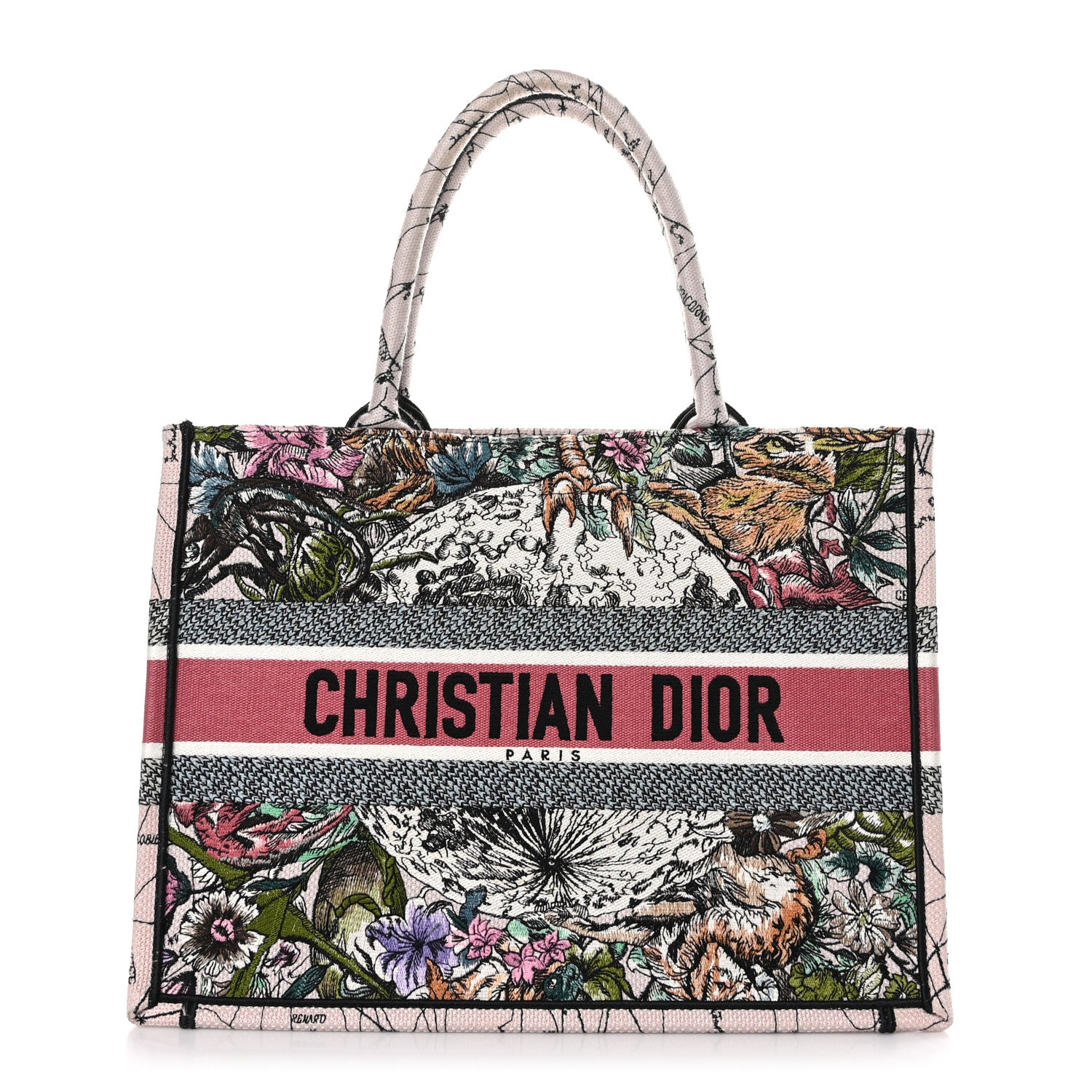 Christian Dior Canvas Embroidered Medium Zodiac Book Tote Latte Multicolor 1 of 10