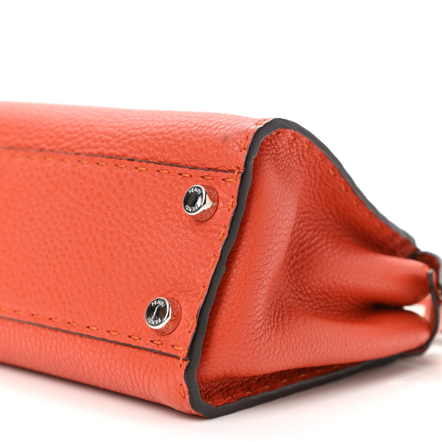 Fendi Cuoio Romano Selleria Mini Peekaboo Iconic Satchel Dark Orange 21 of 21