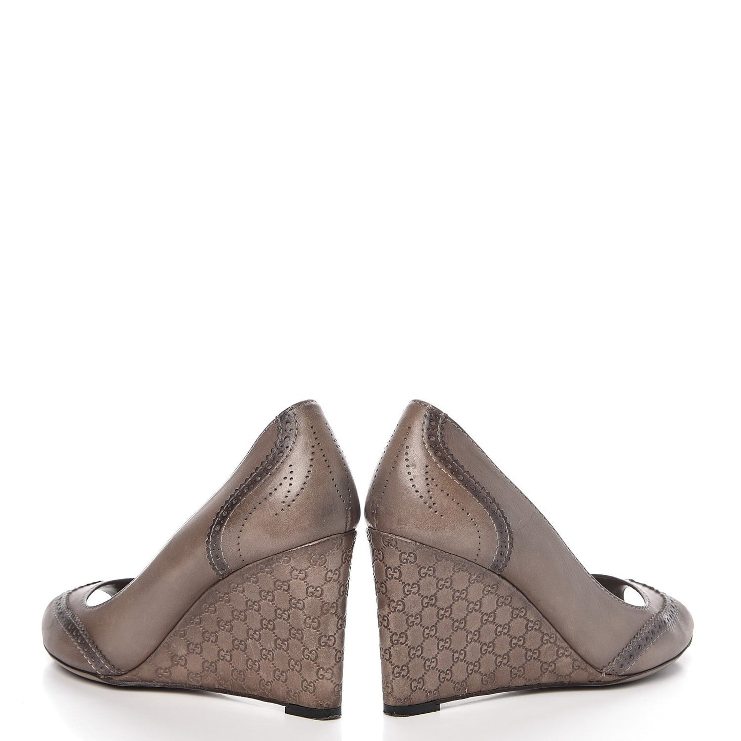 Saddle Soft Lux Tamponato MIcroguccissima Peep Toe Wedges 38.5 New Fango