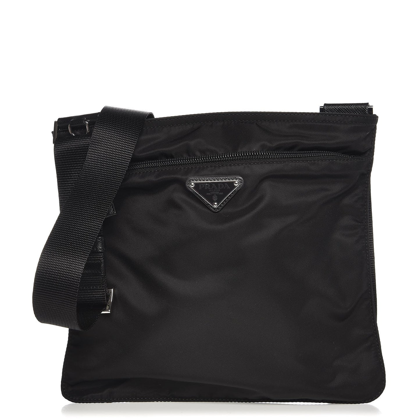 Nylon Vela Small Flat Messenger Bag Black