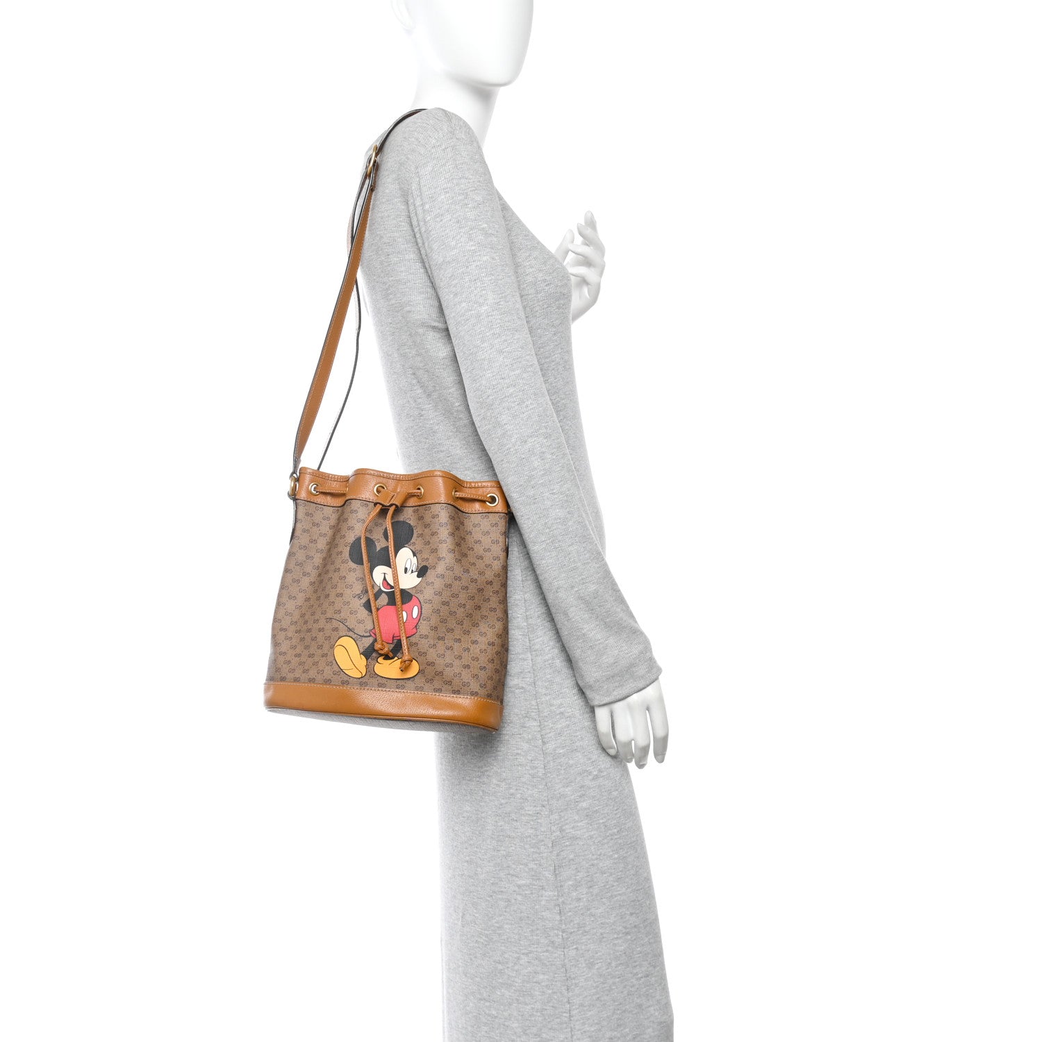Gucci X DISNEY Mini Vintage GG Supreme Monogram Bucket Bag Beige Vintage Sun Oil 2 of 14