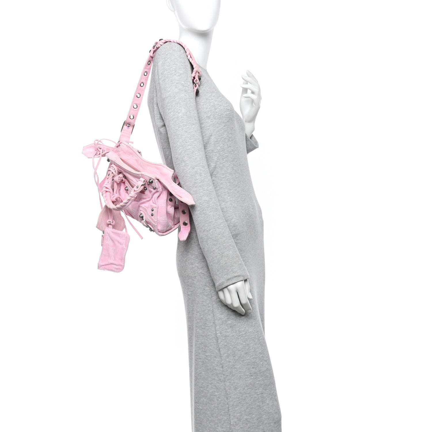 Balenciaga Denim BB Monogram Neo Cagole Handbag XS Pink 2 of 15
