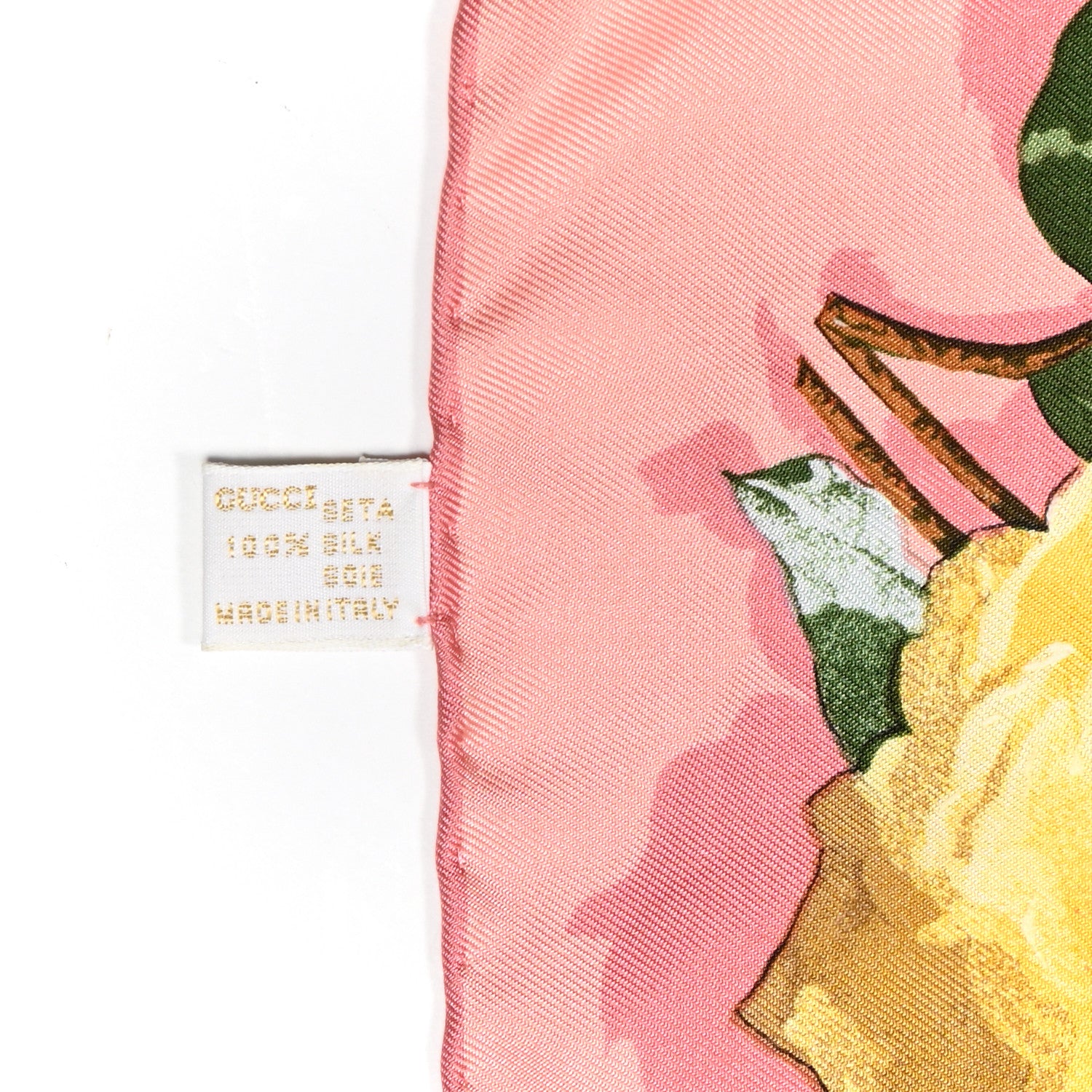 Gucci Silk Floral Print Square Scarf Pink Multicolor 3 of 3