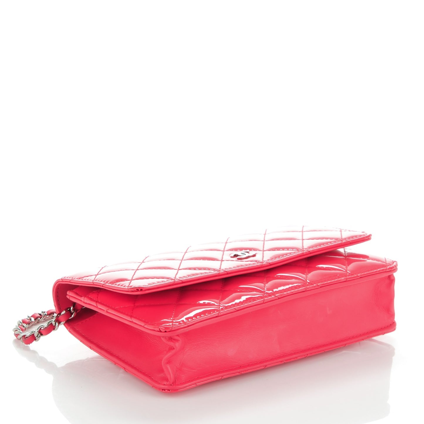 Patent Quilted Wallet On Chain WOC Pink
