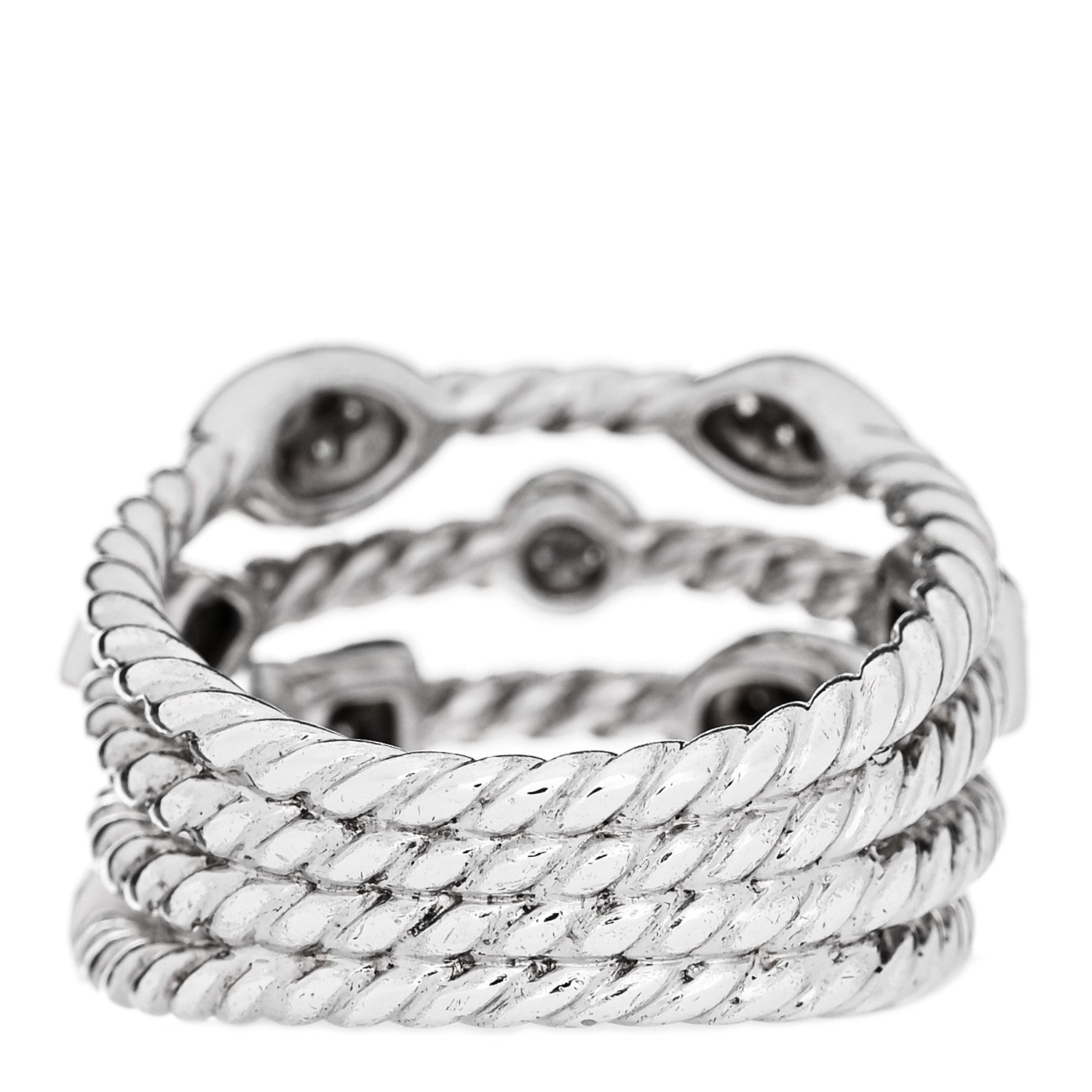 David Yurman Sterling Silver Diamond Confetti 4 Row Ring 52 6 3 of 5