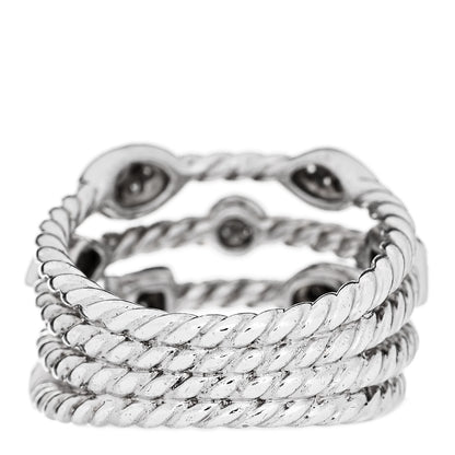 David Yurman Sterling Silver Diamond Confetti 4 Row Ring 52 6 3 of 5
