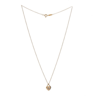 Tiffany 18K Yellow Gold Diamond Mini Heart Lock Pendant Necklace 3 of 5