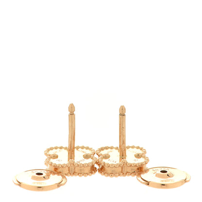 Van Cleef & Arpels 18K Yellow Gold Mother of Pearl Sweet Alhambra Earrings 3 of 5