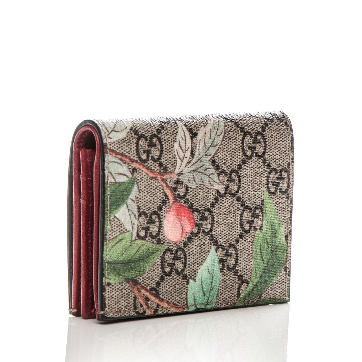 GG Supreme Monogram Tian Card Case Beige Multicolor Red
