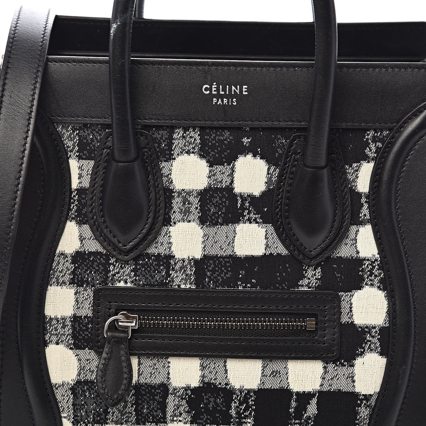 Canvas Calfskin Nano Luggage White Black