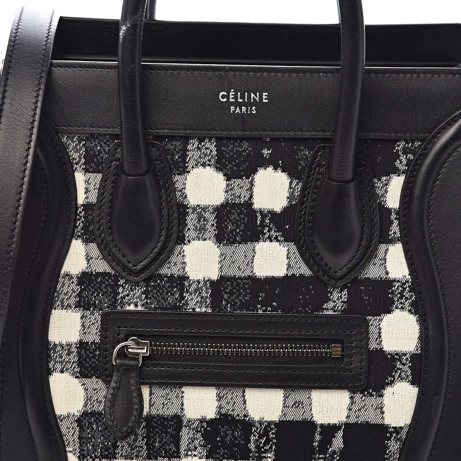 Celine Canvas Calfskin Nano Luggage White Black 18 of 18