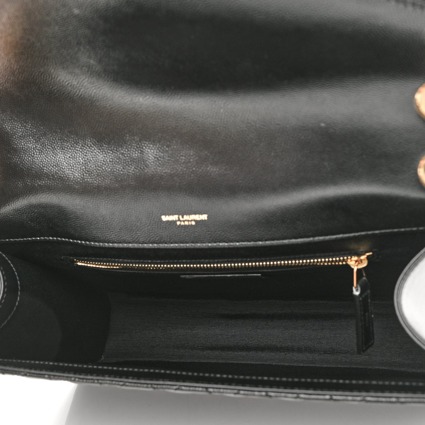 Grain De Poudre Textured Mixed Matelasse Large Triquilt Monogram Satchel Black