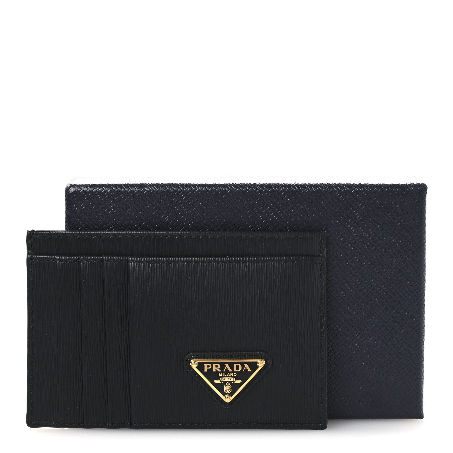 Prada Vitello Move Triangle Logo Card Case Black 1855661