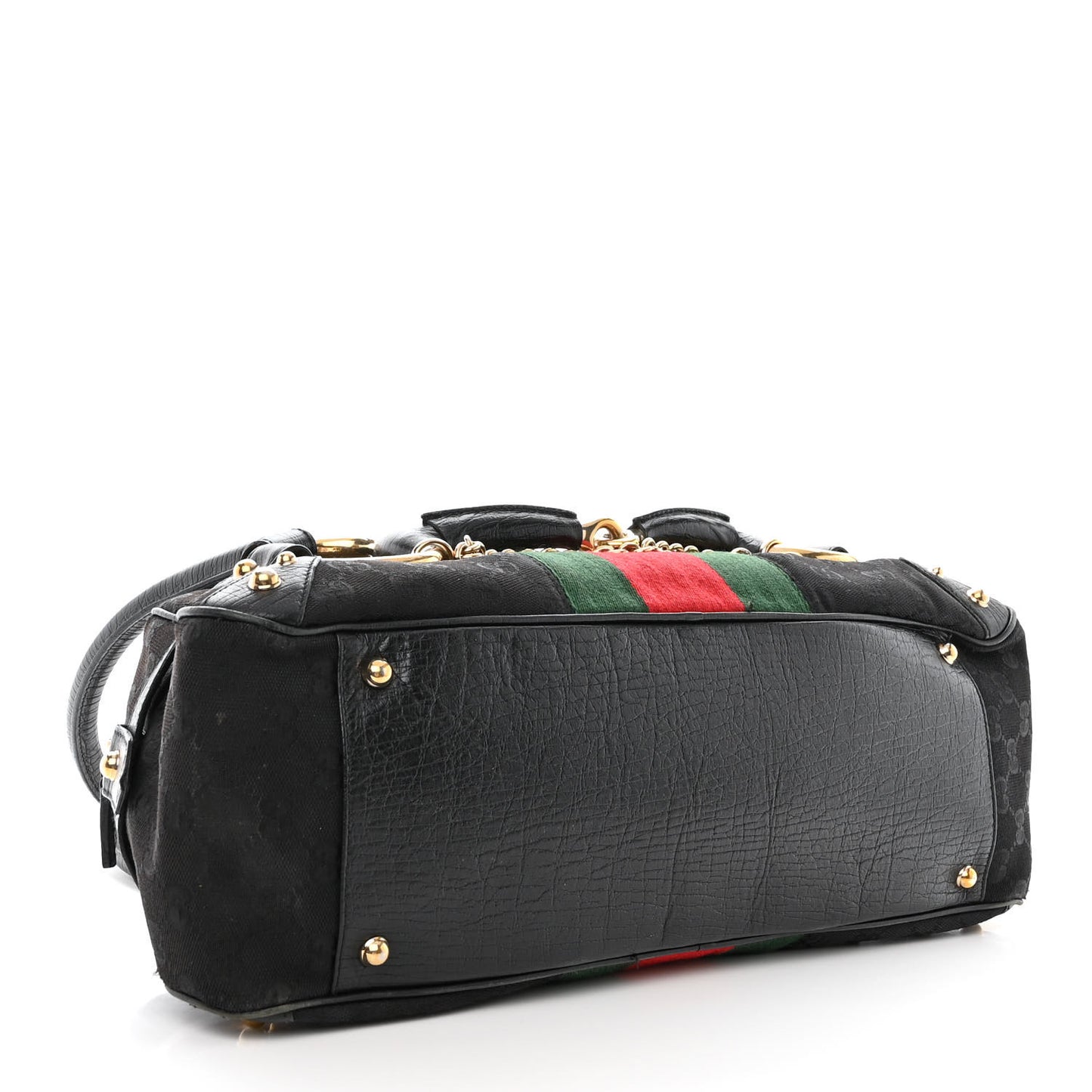 Monogram Web Large Horsebit Satchel Chain Black