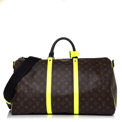 Louis Vuitton Monogram Macassar Keepall Bandouliere 50 Florescent Yellow 1 of 9
