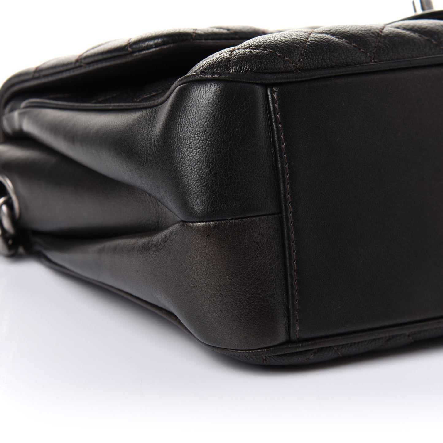 Metallic Goatskin Quilted Medium Rock In Rome Flap Charcoal