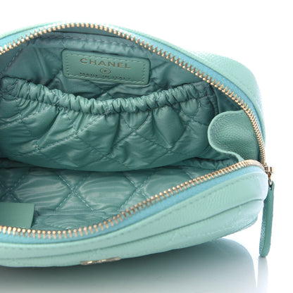 Chanel Caviar Quilted Small Curvy Pouch Cosmetic Case Light Blue 5 of 10