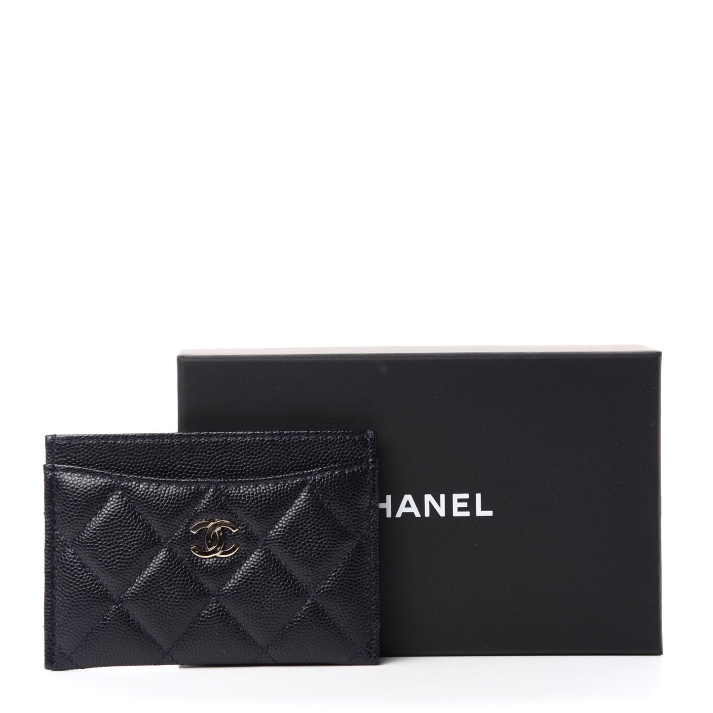 Caviar Quilted Card Holder Navy