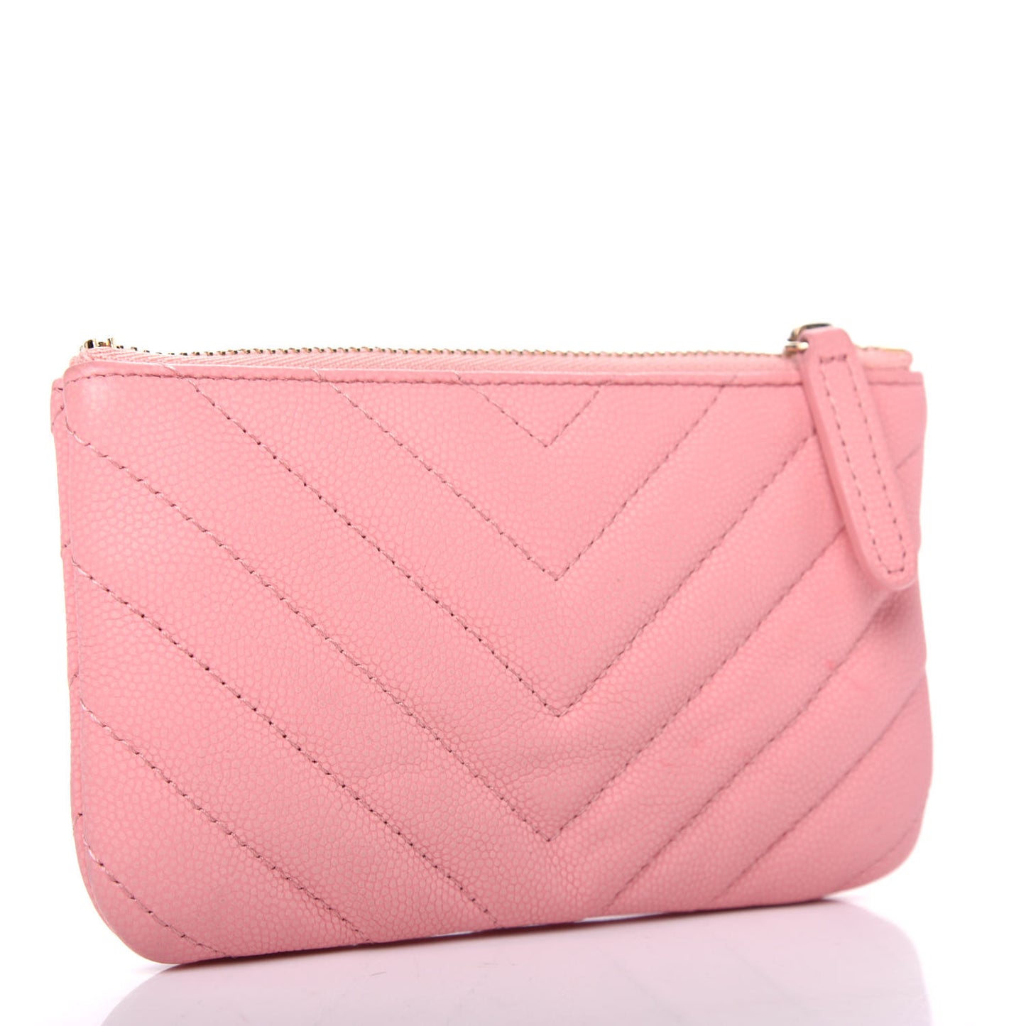 Flat Caviar Chevron Quilted Small Cosmetic Case Pink