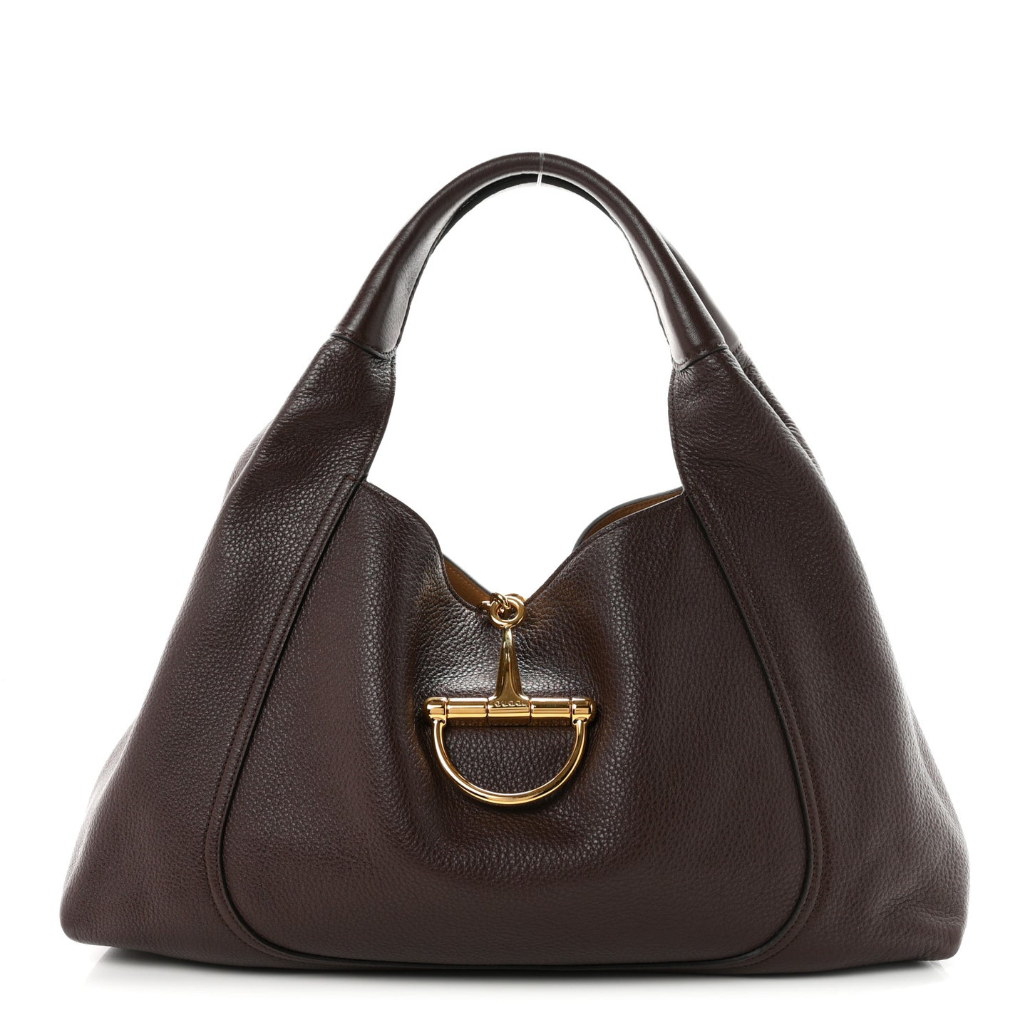 Grained Calfskin Softbit Maxi Shoulder Bag Dark Brown