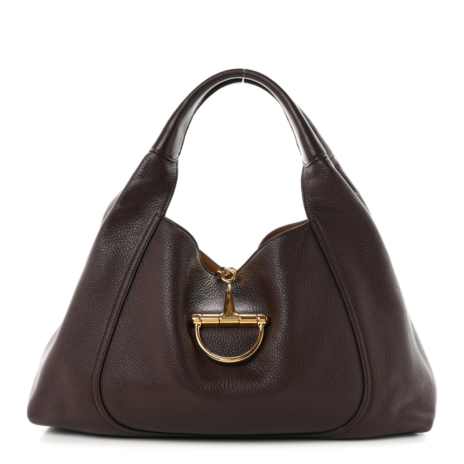 Gucci Grained Calfskin Softbit Maxi Shoulder Bag Dark Brown 1 of 11