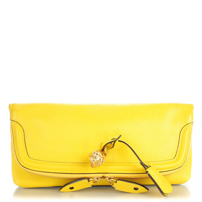 Alexander McQueen Grainy Calfskin Padlock Skull Clutch Yellow 1 of 7