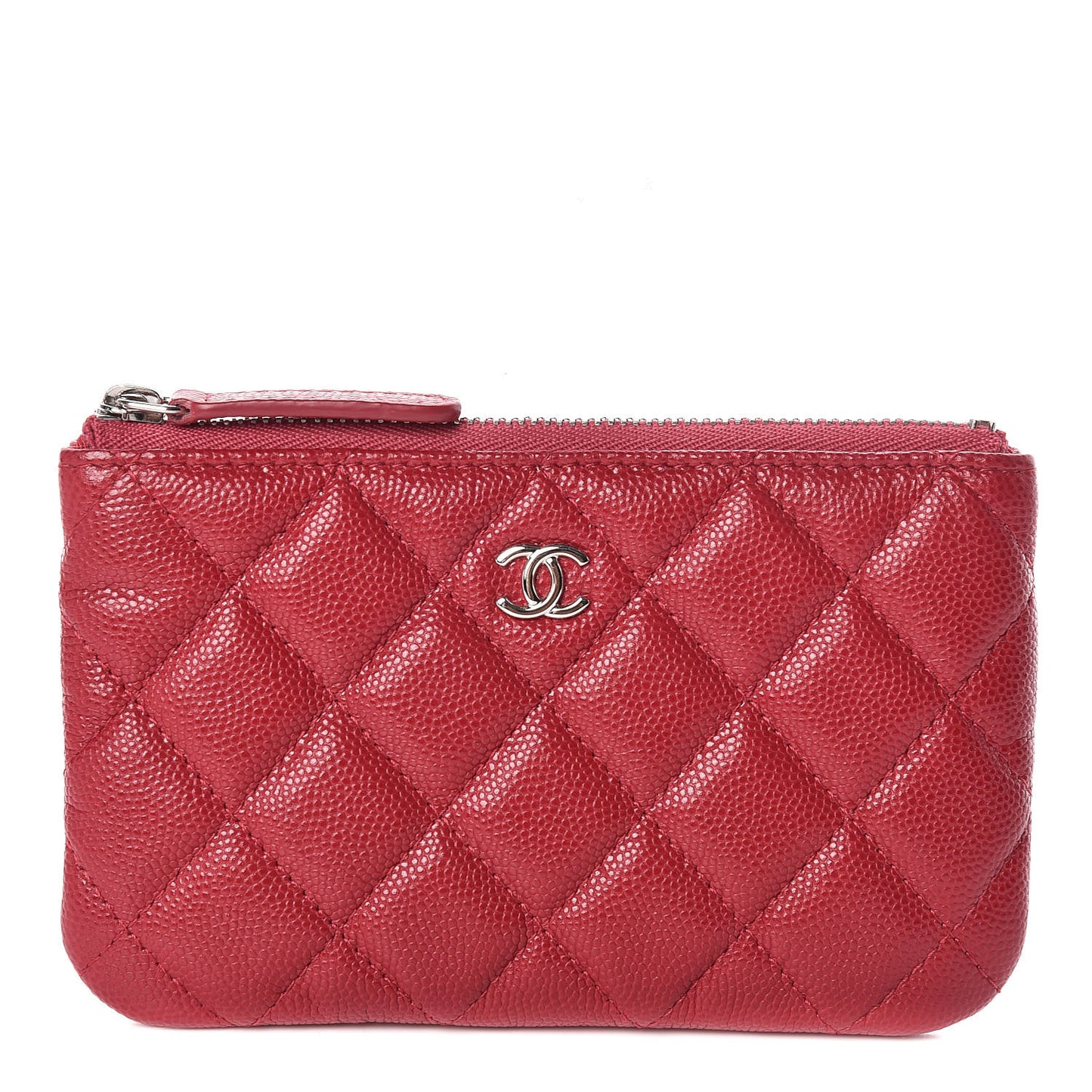 Caviar Quilted Small Cosmetic Case Red