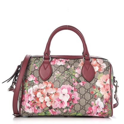 Gucci GG Supreme Monogram Blooms Small Boston Beige Multicolor Dry Rose 1 of 10